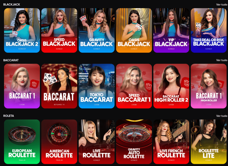 Diferentes tipos de jogos de casino ao vivo