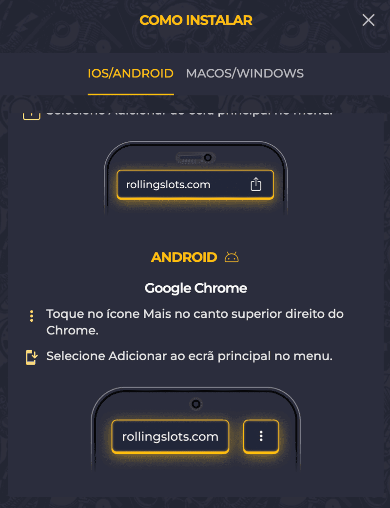 Descarregue a aplicação do casino e jogue jogos ao vivo valendo dinheiro de verdade.